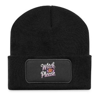 Lanterne citrouille effrayante avec lettrage - Beanie recyclé à patch - noir - Devant