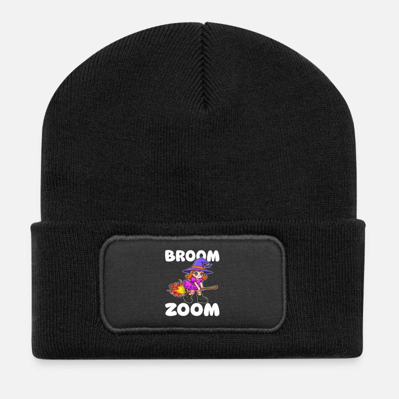 BESEN ZOOM - HEXE HALLOWEEN - Recycelte Patch Beanie - Schwarz