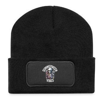 Summerween Skelett Vibes T-Shirt - Recycelte Patch Beanie - Schwarz - Vorne