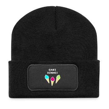 Very thin cream, cool quotes, office humor, cream - Recycled Patch Beanie - black - Front