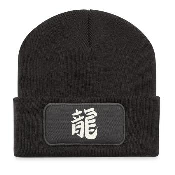 Drache (Chinesisches Schriftzeichen) Tierkreis - Recycelte Patch Beanie - Dunkelgrau - Vorne