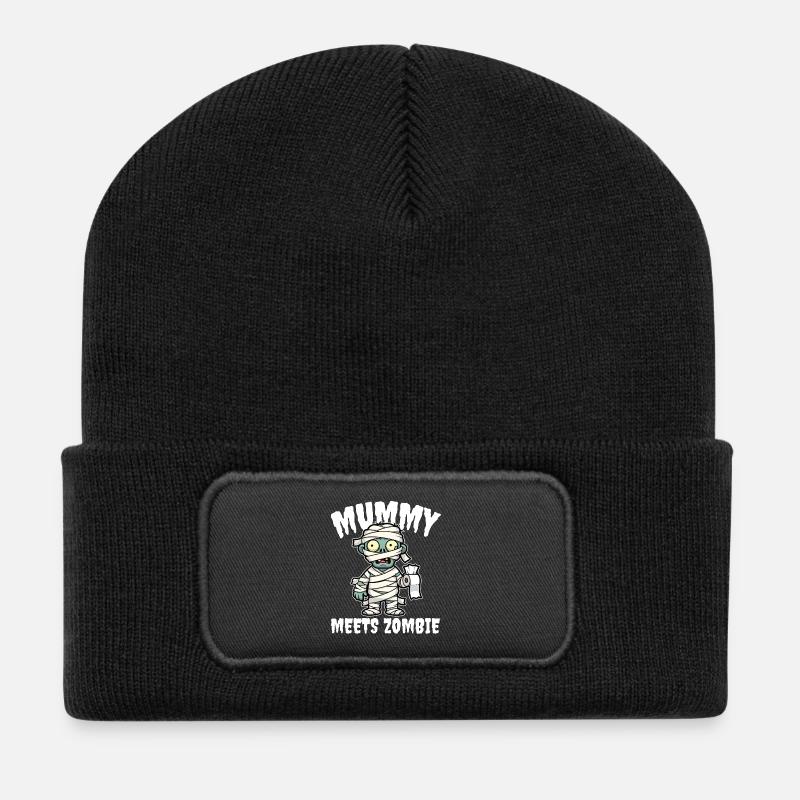 MUMIE TRIFFT ZOMBIE - ZOMBIE HALLOWEEN - Recycelte Patch Beanie - Schwarz