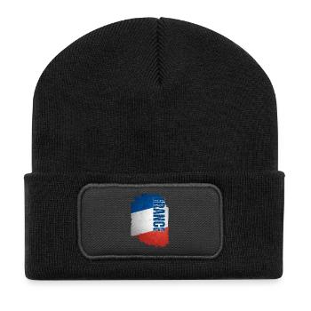 Drapeau de France, grunge vintage - Beanie recyclé à patch - noir - Devant