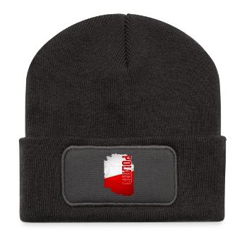 Drapeau polonais, grunge vintage - Beanie recyclé à patch - charbon - Devant
