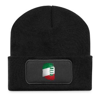 Flagge Italiens, Vintage-Grunge - Recycelte Patch Beanie - Schwarz - Vorne