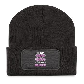 Juste ici pour la soirée de jeu de dés Bunco - Beanie recyclé à patch - charbon - Devant
