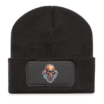 Crâne de Calmar Écologique - Beanie recyclé à patch - charbon - Devant