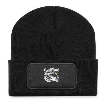 Wine Wine Drinker Everything Happens For A Riesling - Recycled Patch Beanie - black - Front