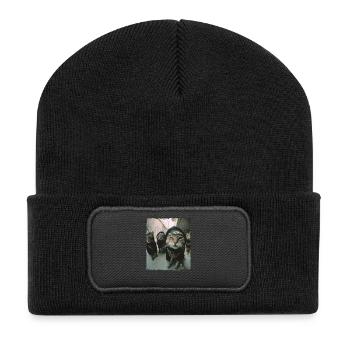 Gangster Cats Streetwear Cool Cat Motif - Beanie recyclé à patch - noir - Devant