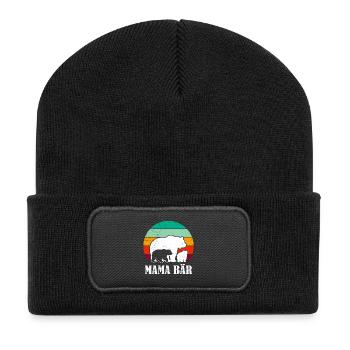 Maman enceinte Maman Ours Bientôt Maman Drôle - Beanie recyclé à patch - noir - Devant