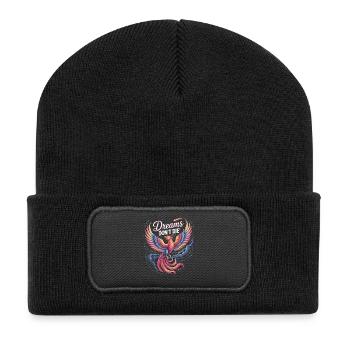 Leuchtender Phönix mit Motiv und Hoffnung - Recycelte Patch Beanie - Schwarz - Vorne