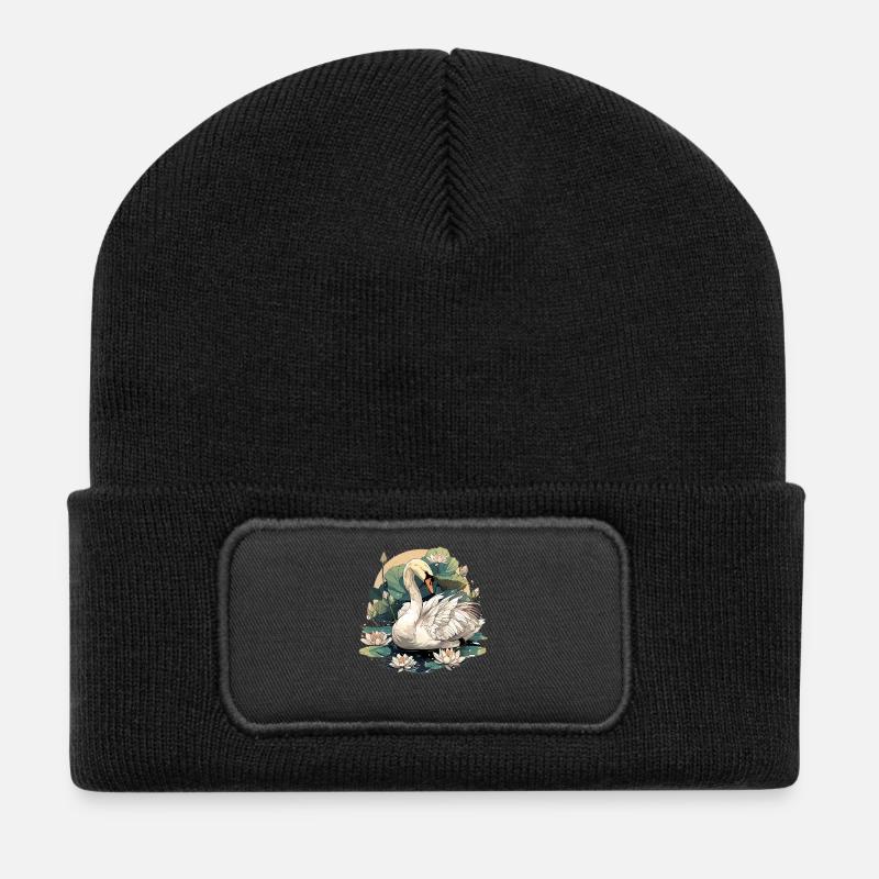 Schwäne Schwan - Recycelte Patch Beanie - Schwarz