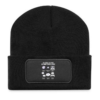 Ce que je fais de mon temps libre joueur de Belote - Beanie recyclé à patch - noir - Devant