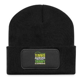 Tennis et chiens parce que la thérapie coûte cher - Beanie recyclé à patch - noir - Devant
