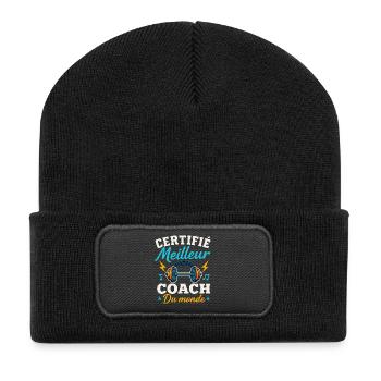 Zertifiziert als bester Coach der Welt - Recycelte Patch Beanie - Schwarz - Vorne