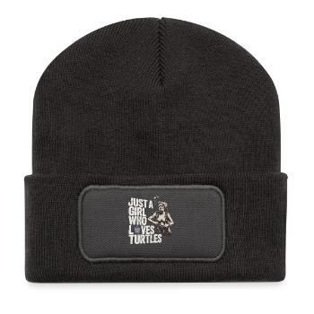 Juste une fille qui aime les tortues - Beanie recyclé à patch - charbon - Devant