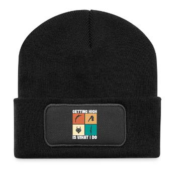 Kunstspringen Turmspringer Sprungbrett - Recycelte Patch Beanie - Schwarz - Vorne