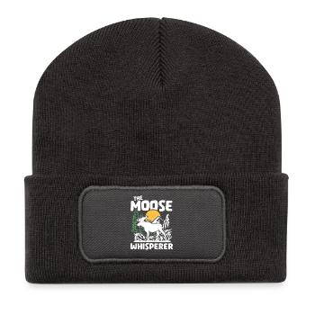 Conception de silhouette de la nature de l’orignal - Beanie recyclé à patch - charbon - Devant