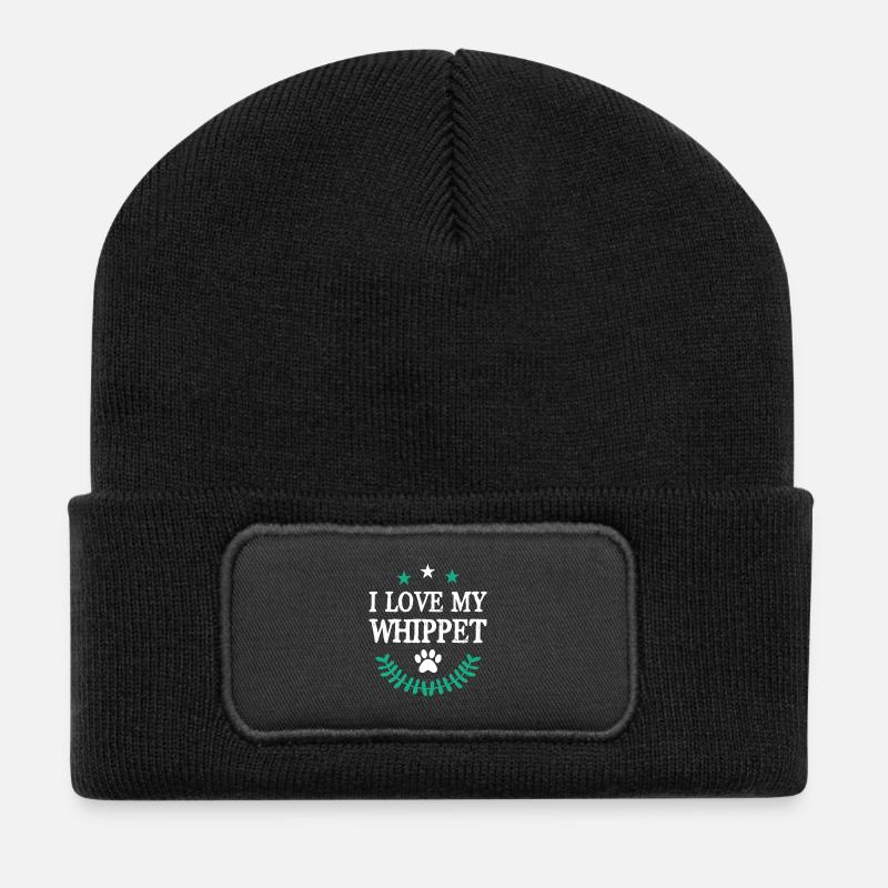 I Love my Whippet - Recycled Patch Beanie - black