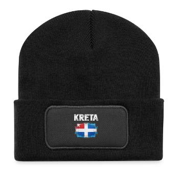 Kreta Flagge Design mit Wasserfarben-Effekt - Recycelte Patch Beanie - Schwarz - Vorne