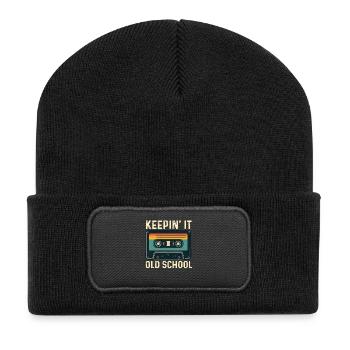 Keepin' It Old School Hip Hop Kultur Retro - Recycelte Patch Beanie - Schwarz - Vorne