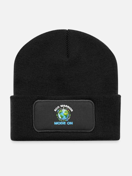 Umweltschützer Eco Warrior Mode On - Recycelte Patch Beanie - Schwarz