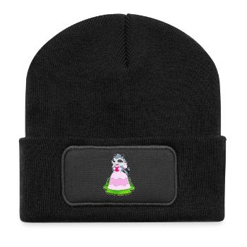 Waschbär Braut Herz Hochzeit - Recycelte Patch Beanie - Schwarz - Vorne