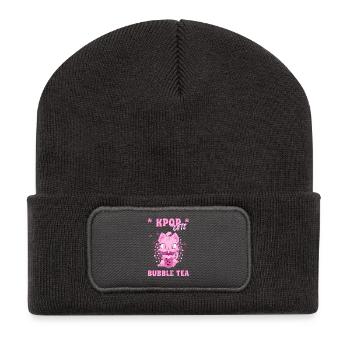 K-Pop Chaton au Bubble Tea Corée du Sud Séoul - Beanie recyclé à patch - charbon - Devant