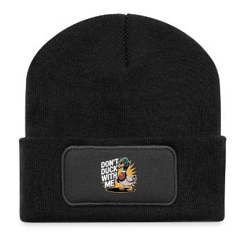 Humorous Duck Illustration with Sunglasses - Recycled Patch Beanie - black - Front
