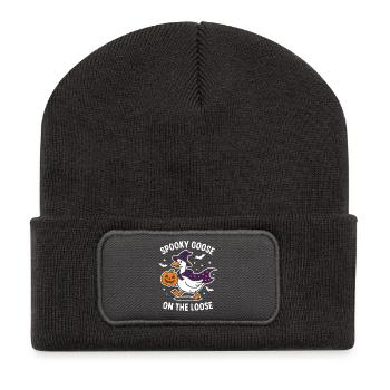 Spooky Goose Halloween Costume Design - Beanie recyclé à patch - charbon - Devant