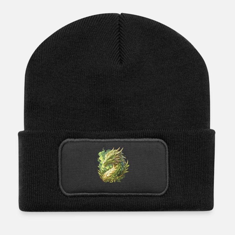 Drachen Drache - Recycelte Patch Beanie - Schwarz
