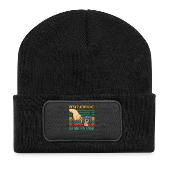 Papi teckel - Beanie recyclé à patch - noir - Devant