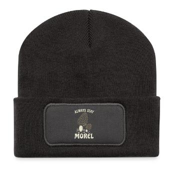 Morel, Always stay morel, pun - Recycled Patch Beanie - dark grey - Front