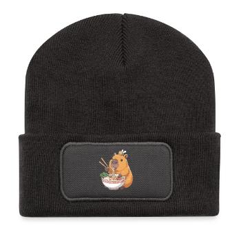 Capybara Ramen Kawaii With Bee - Recycled Patch Beanie - dark grey - Front