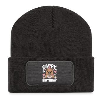 Capybara Ramen Capy Birthday Cappy Birthday - Recycled Patch Beanie - dark grey - Front