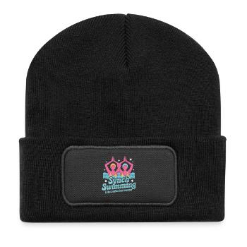 Synchronschwimmen Kunstschwimmen Wassersport - Recycelte Patch Beanie - Schwarz - Vorne