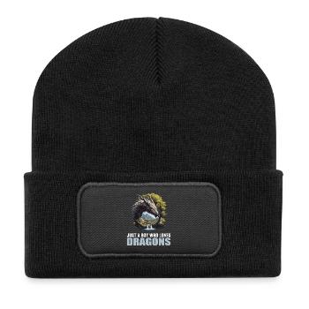 Drachen Drache - Recycelte Patch Beanie - Schwarz - Vorne