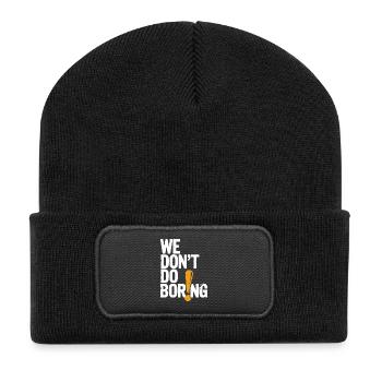 We Don’t Do Boring with Exclamation Point - Recycled Patch Beanie - black - Front