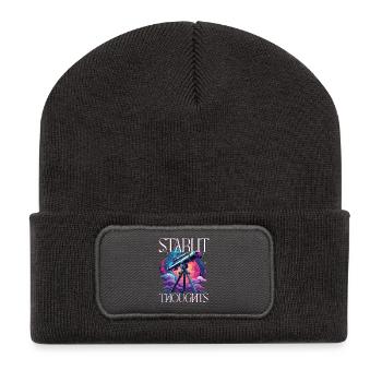 Astronom Sterngucker Stargazer Starlit Thoughts - Recycelte Patch Beanie - Dunkelgrau - Vorne