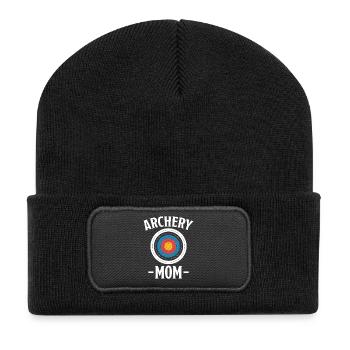 Bogenschießen Spruch Mutter Bogenschießen Geschenk - Recycelte Patch Beanie - Schwarz - Vorne