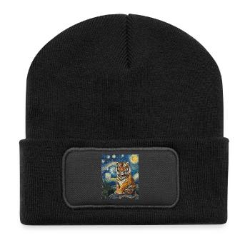 Tiger Van Gogh Style Starry Night - Recycled Patch Beanie - black - Front