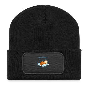 Croissant Blue Retro Design - Recycled Patch Beanie - black - Front