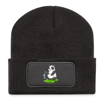 Pêche au panda baudroie - Beanie recyclé à patch - charbon - Devant