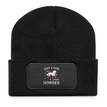 Just a Girl Who Loves Horses – Horse Lover T-Shirt - Recycled Patch Beanie - black - Front
