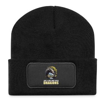 Drachen Drache - Recycelte Patch Beanie - Schwarz - Vorne