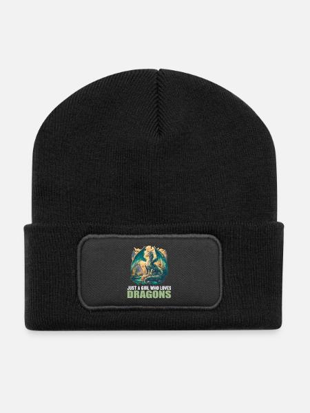 Drachen Drache - Recycelte Patch Beanie - Schwarz