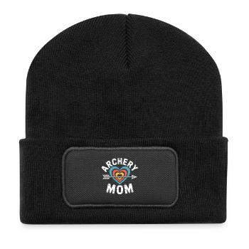 Bogenschießen Spruch Mutter Bogenschießen Geschenk - Recycelte Patch Beanie - Schwarz - Vorne