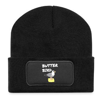 Imprimé Oiseau Beurre Mouettes - Beanie recyclé à patch - noir - Devant
