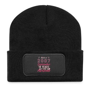 September 2007 18th birthday for girls - Recycled Patch Beanie - black - Front