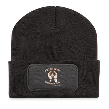 Alles was ihr tut geschehe in Liebe Jesus Motiv - Recycelte Patch Beanie - Dunkelgrau - Vorne